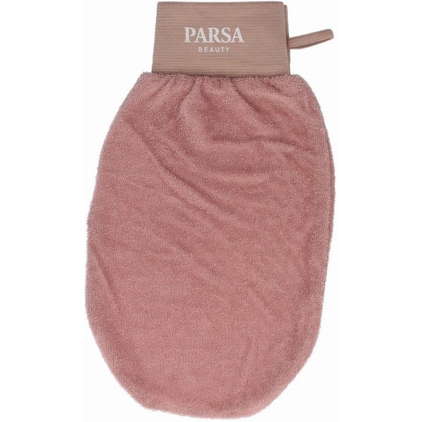 PARSA Beauty Waschhandschuh Wellness Peelinghandschuh Terracotta, sanftes Peeling in Spa-Optik