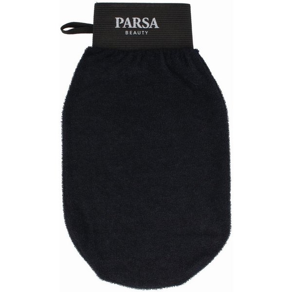 PARSA Beauty Waschhandschuh Wellness Peelinghandschuh Schwarz, Viskose für seidig glatte Haut