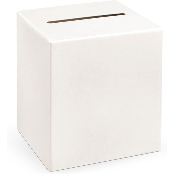 partydeco Dekokiste, Kartenbox mit Schlitz 24x24cm für Hochzeit Creme Weiß