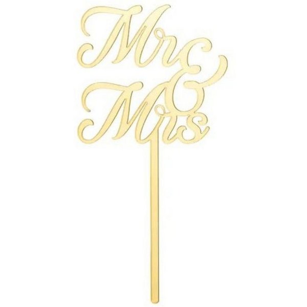 partydeco Dekoobjekt Tortendeko 'Mr&Mrs' Gold, 16,5 cm