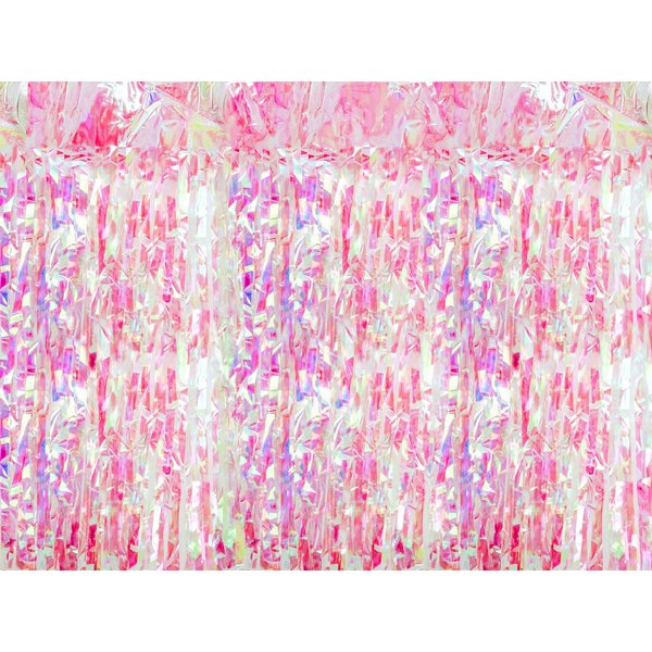 partydeco Dekorationsfolie, Lametta Vorhang 100x200cm Rosa Irisierend