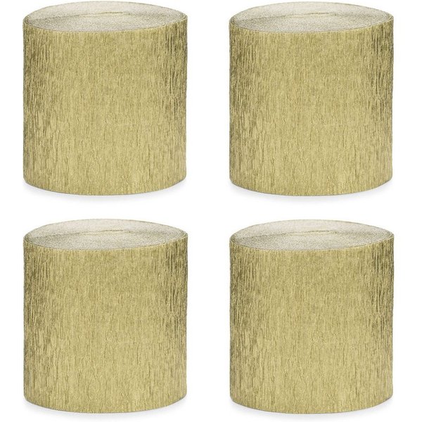 partydeco Designpapier, Krepppapier Rollen 5cm x 10m 4er Set Gold metallic