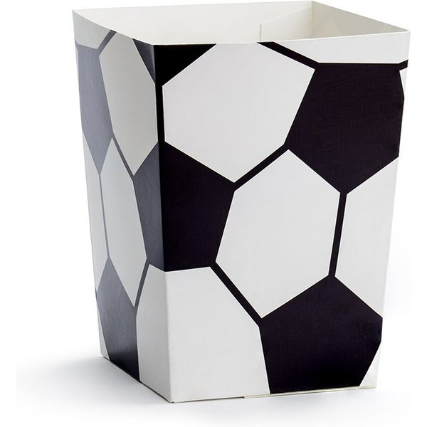 partydeco Dose, Popcorntüten Fußball 7x7x12,5 cm 6er Set schwarz weiß
