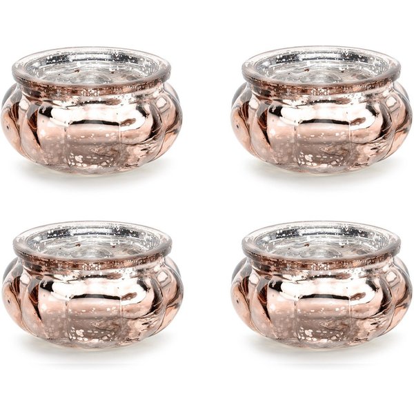 partydeco Kerzenhalter, Teelichtgläser 6x3cm roségold 4er Set
