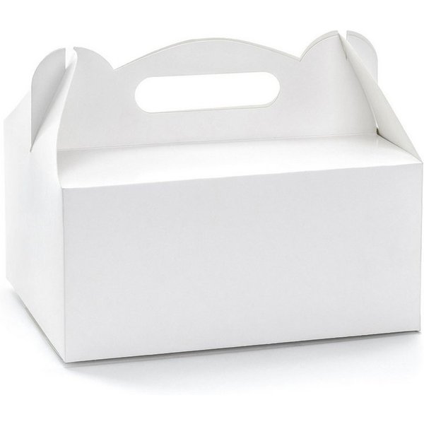 partydeco Kuchentransportbox, Papier, Tortenschachtel mit Griff 19x14x9cm für Torten Kuchen 10er Set Weiß