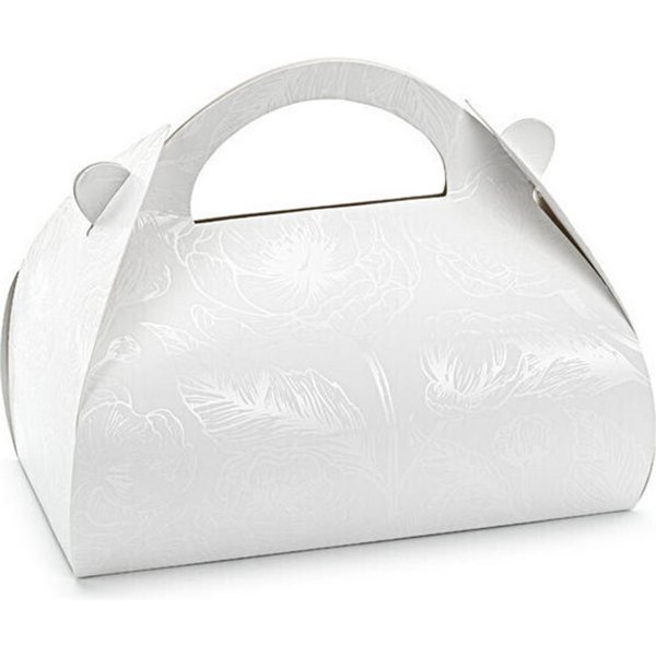 partydeco Kuchentransportbox, Papier, Tortenschachtel mit Griff 16x15x8cm für Torten Kuchen 10er Set Weiß