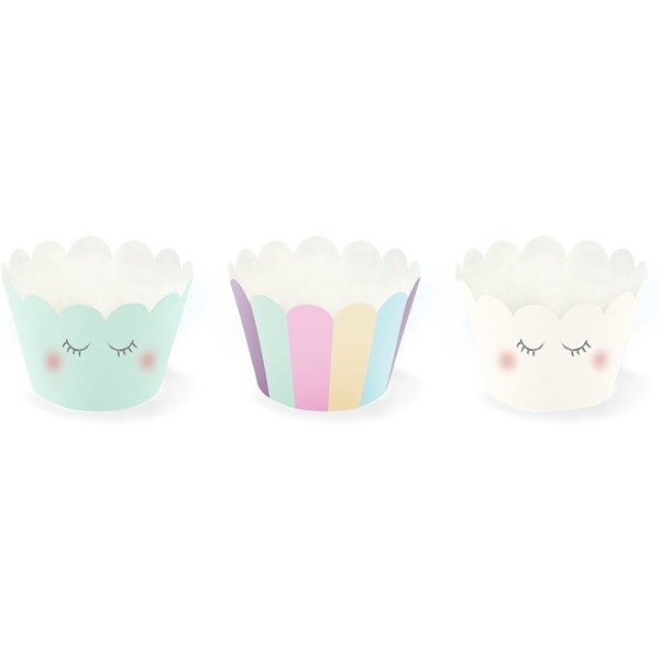 partydeco Muffinform, Muffin Förmchen Einhorn 5x7,5x5cm Papier weiß türkis bunt 6er Set