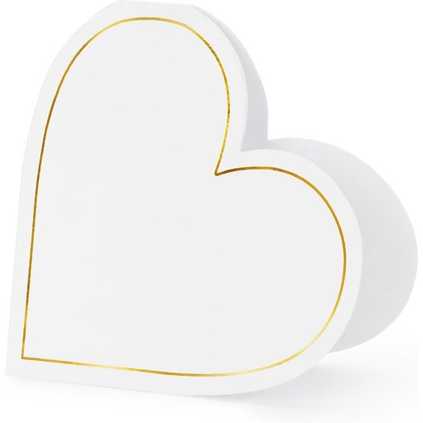 partydeco Papierdekoration, Tischkarten Herzen 15,7x22cm 10 Stück weiß gold