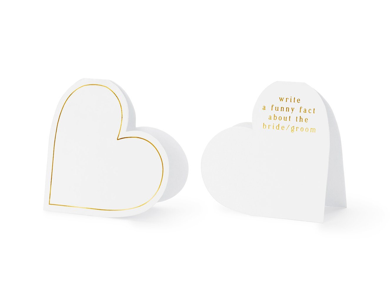 partydeco Papierdekoration, Tischkarten Herzen 15,7x22cm 10 Stück weiß gold – Bild 2 von 3