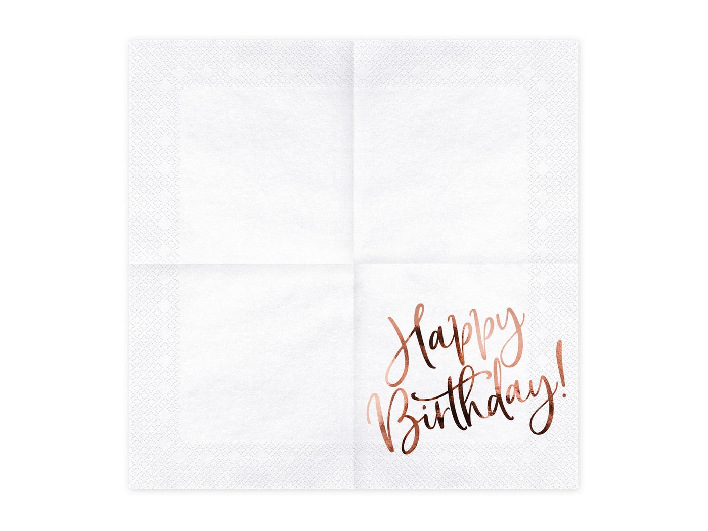 partydeco Papierserviette, Servietten Happy Birthday 33x33cm 20 Stück, weiß / rosegold – Bild 2 von 3