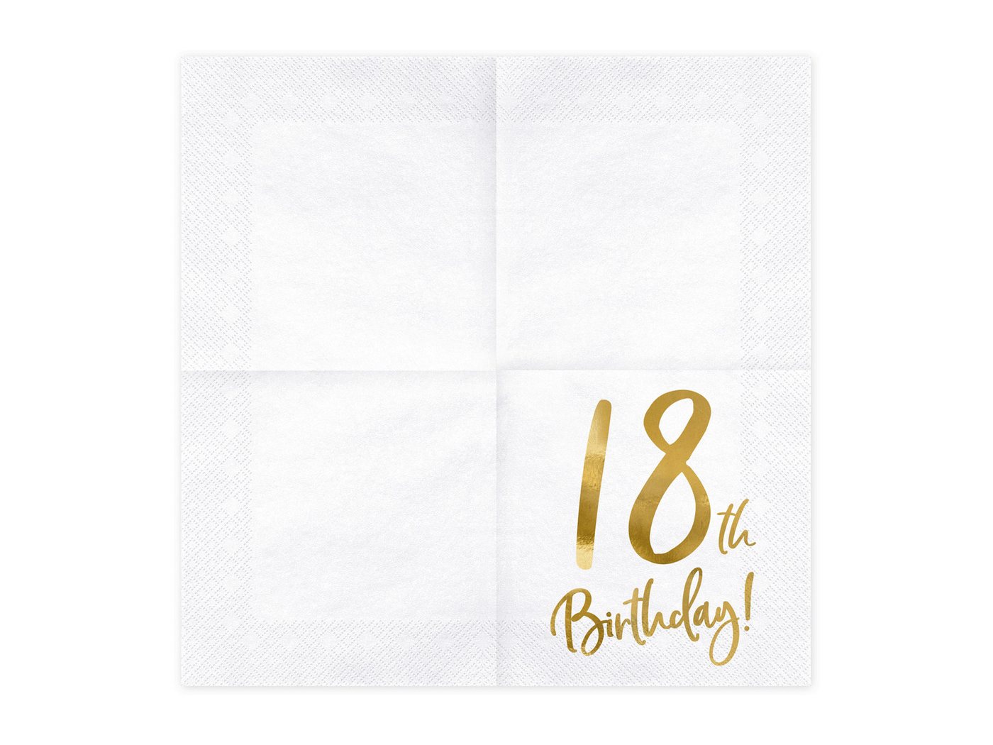 partydeco Papierserviette, Servietten 18. Geburtstag 33x33cm 20 Stück, weiß / gold – Bild 2 von 5