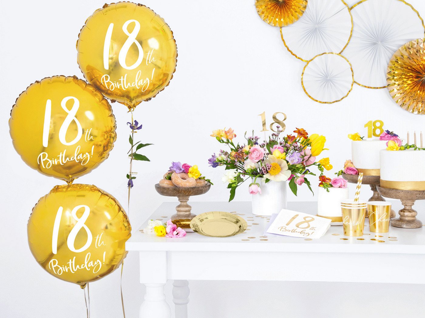 partydeco Papierserviette, Servietten 18. Geburtstag 33x33cm 20 Stück, weiß / gold – Bild 4 von 5