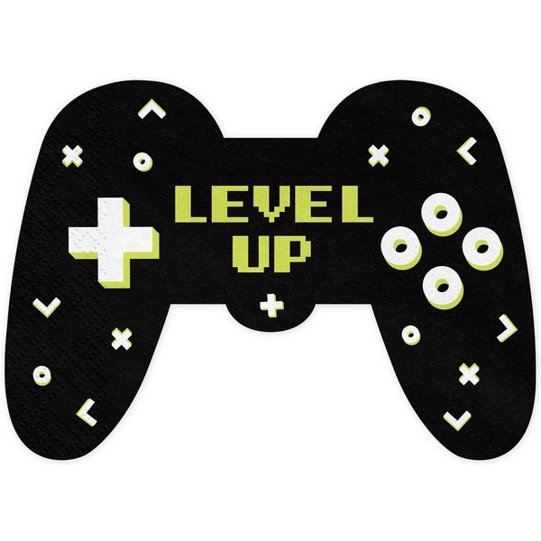 partydeco Papierserviette, Servietten Gamepad 11,5x16cm 12 Stück Schwarz