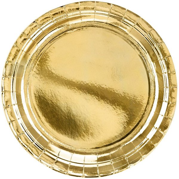 partydeco Pappteller, Pappteller rund 23cm Gold 6er Set