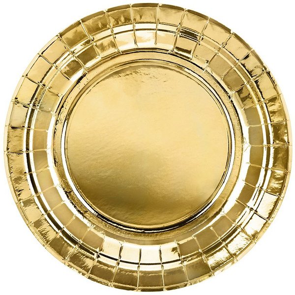 partydeco Pappteller, Pappteller rund 18cm gold 6er Set