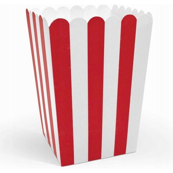 partydeco Snackboard Popcorn- & Süßigkeitenboxen rot-weiß, 6er Set für Kindergeburtstage, Papier