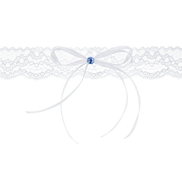 partydeco Strumpfband, Strumpfband zur Hochzeit mit Schleife & Strassstein Weiß