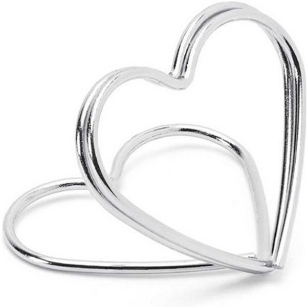 partydeco Tischkartenhalter, Metall, Tischkartenhalter Herz 2,5cm Metall silber, 10 Stück