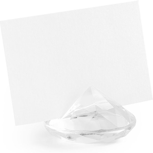 partydeco Tischkartenhalter, Kunststoff, Tischkartenhalter Diamant Acryl 40x23mm 10 Stück
