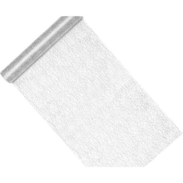 partydeco Tischläufer, Tischläufer in Netzoptik 36cm x 9m Rolle silber