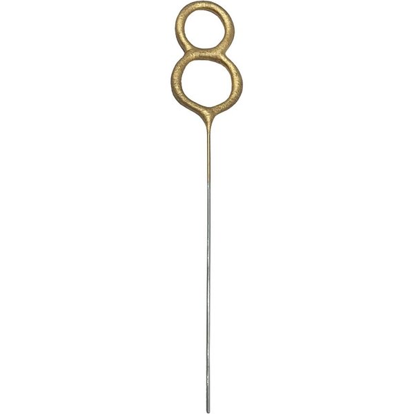 partydeco Tortenstecker, Wunderkerze Geburtstag 15cm Zahl 8 Gold 1 Stück