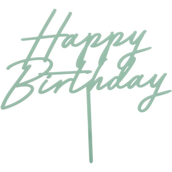partydeco Tortenstecker, Cake Topper Happy Birthday 18x16cm Mint