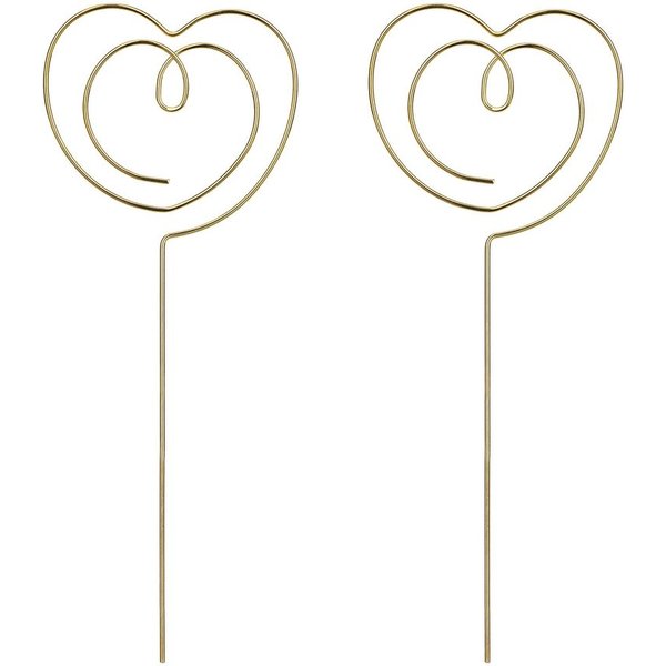 partydeco Tortenstecker, Cake Topper Herzen 12cm Metall Gold 2er Set