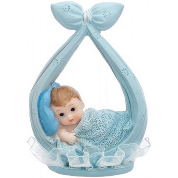 partydeco Tortenstecker, Tortenfigur Baby 11cm Junge im Tragetuch Hellblau
