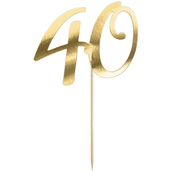 partydeco Tortenstecker, Cake Topper "40" gold 20,5cm