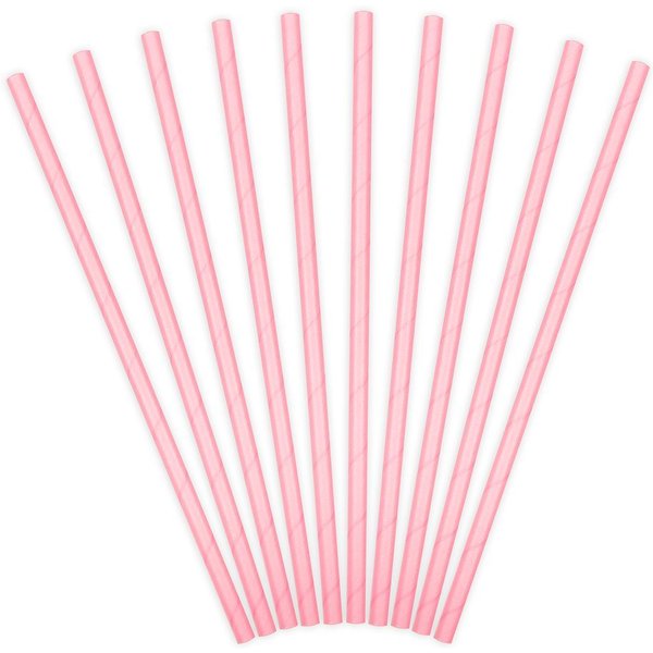partydeco Trinkhalme, Papierstrohhalme 19cm rosa 10er Set
