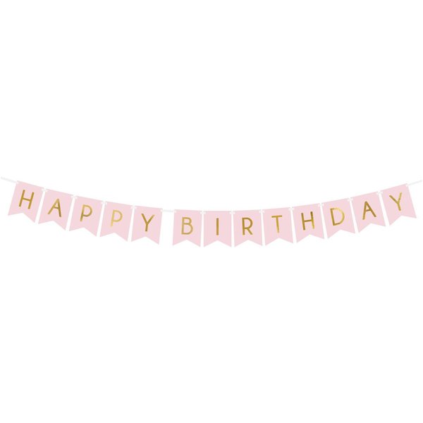partydeco Wimpelkette, Happy Birthday Girlande 15x175cm rosa