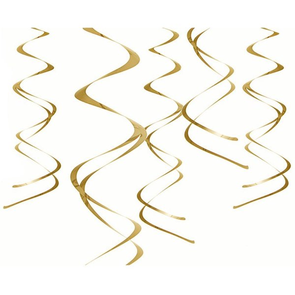 partydeco Wimpelkette, Spiralgirlande 60cm Deckenhänger 5er Set gold metallic
