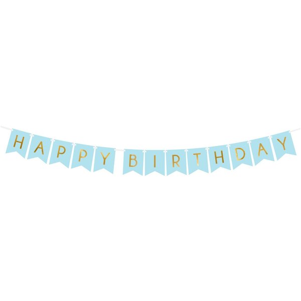 partydeco Wimpelkette, Happy Birthday Girlande 15x175cm hellblau