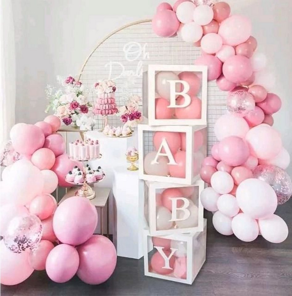 PartyFlamingo Dekoobjekt Transparente Boxen Set weiß Dekoration Babyparty Buchstaben A-Z – Bild 3 von 5