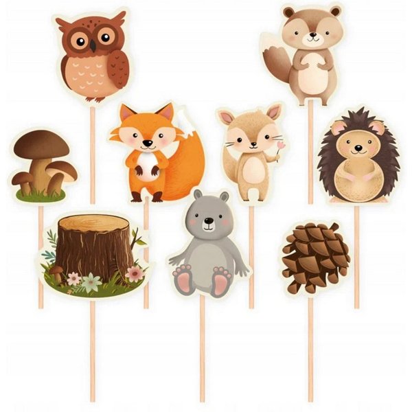 PartyPal, Topper Waldkuchen- und Cupcake-Topper - 9 Stück. Perfekt für Geburtstage, Papier