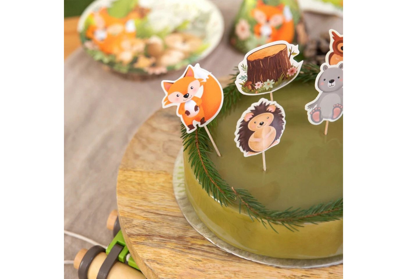 PartyPal, Topper Waldkuchen- und Cupcake-Topper - 9 Stück. Perfekt für Geburtstage, Papier – Bild 5 von 5