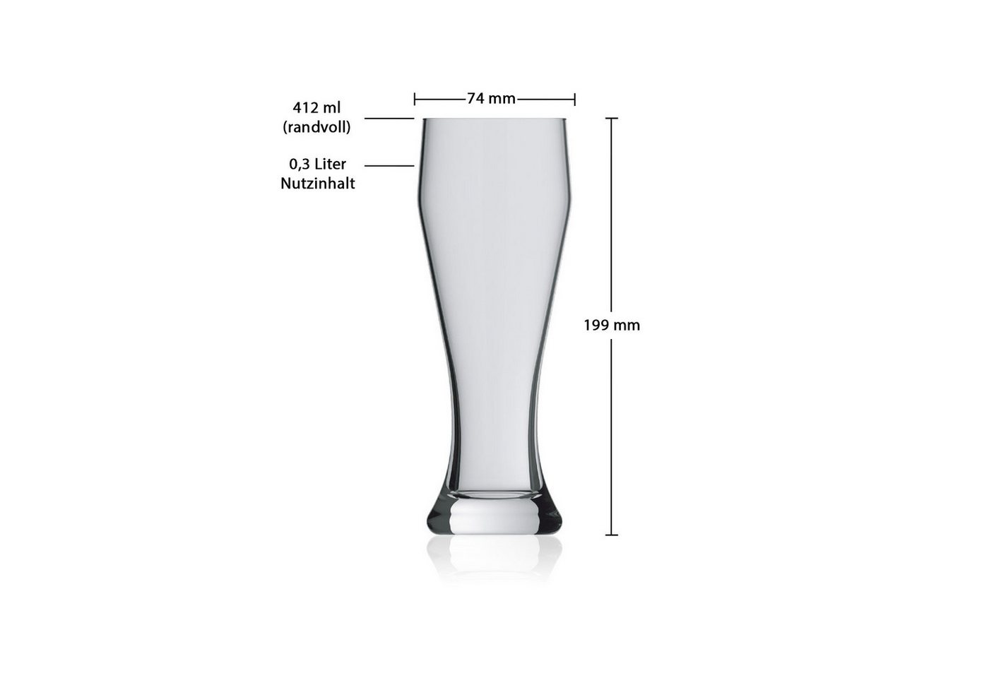 Pasabahce Bierglas Ranft Weizenbiergläser 0,3 l 6er Set, 6-tlg., Glas – Bild 2 von 2