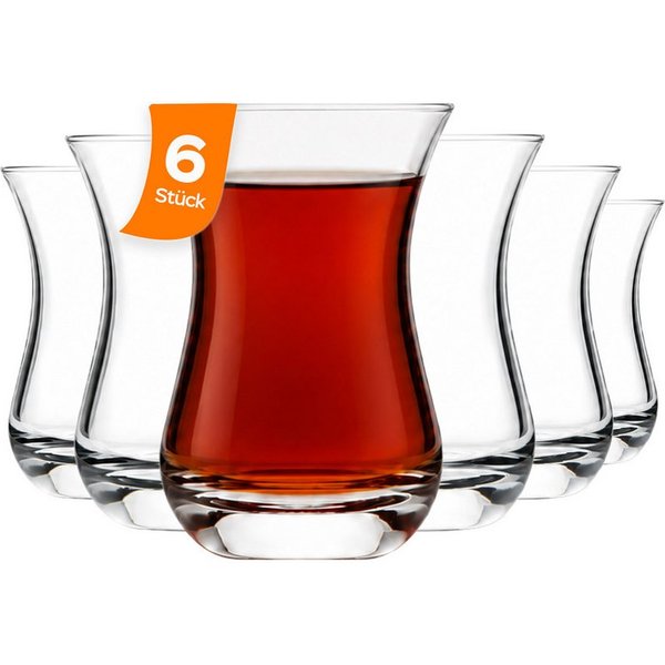 Pasabahce Gläser-Set Aida Base Teegläser Set, 6-tlg., Glas, 140ml, 6er Set, Klassisches Teeglas in Tulpenform, spülmaschinenfest