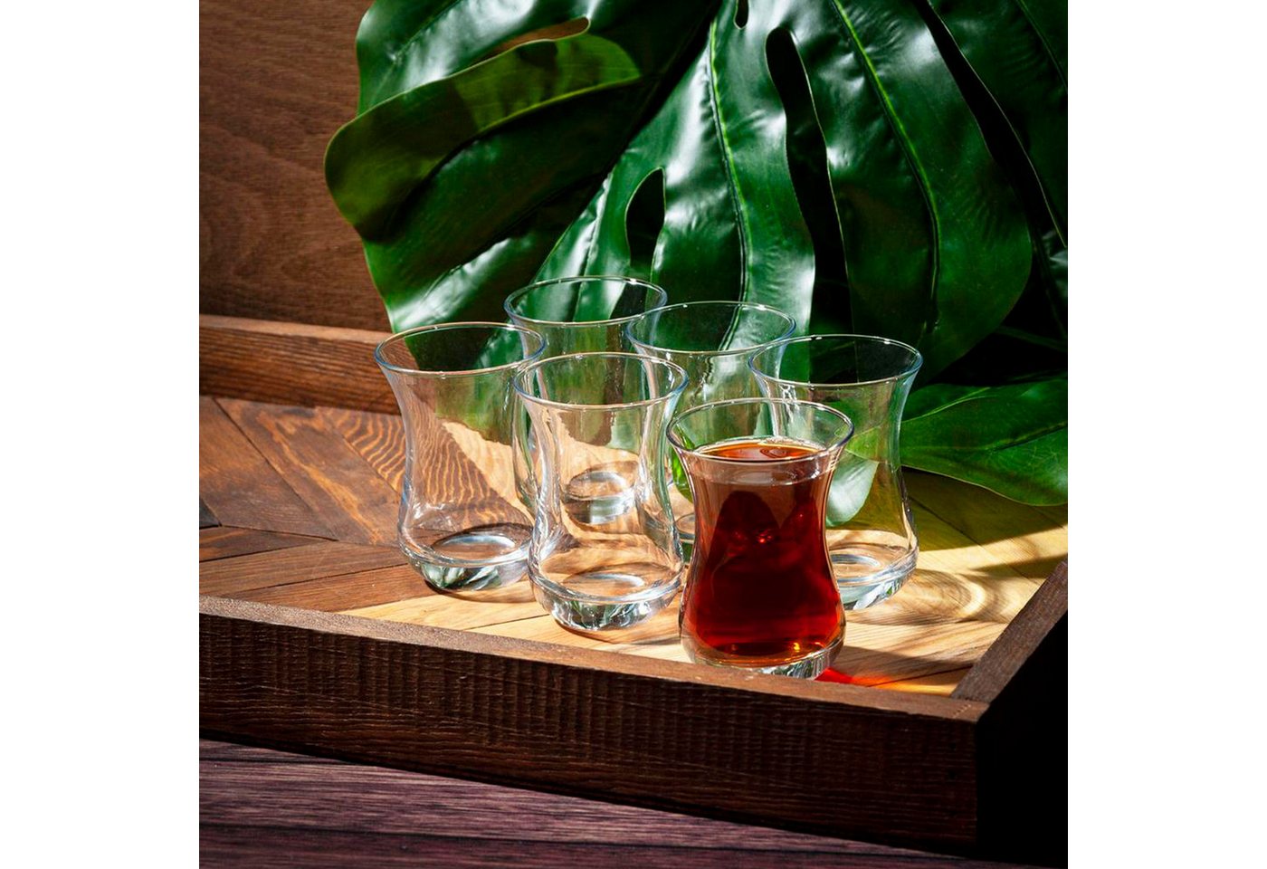Pasabahce Gläser-Set Aida Base Teegläser Set, 6-tlg., Glas, 140ml, 6er Set, Klassisches Teeglas in Tulpenform, spülmaschinenfest – Bild 2 von 5