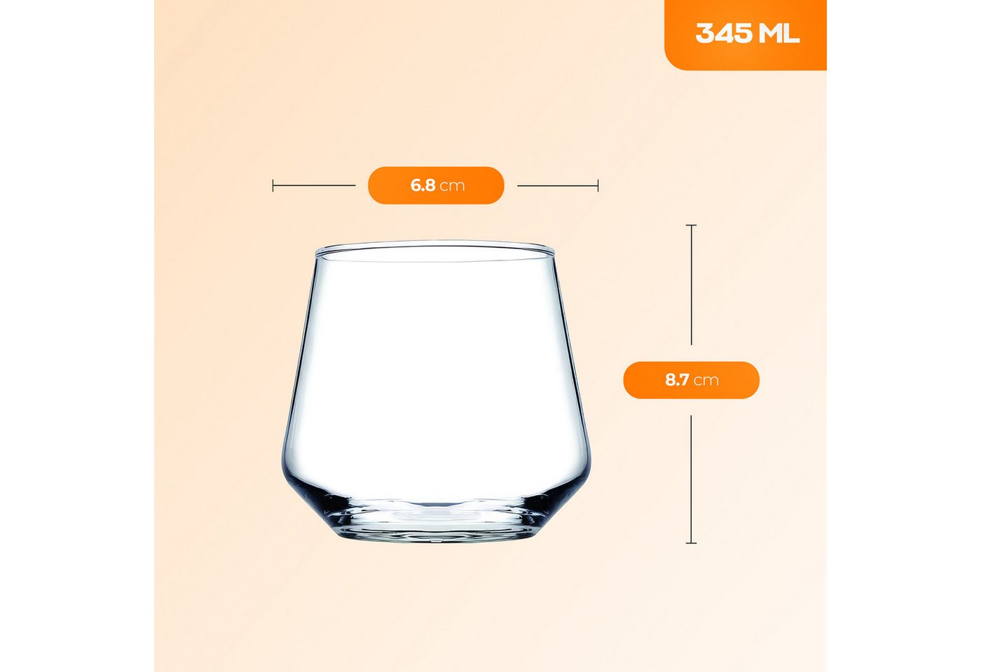 Pasabahce Gläser-Set Allegra Whiskeyglas, 6-tlg., Glas, ideal für Whisky, Rum & Digestifs, 345ml, 6er Set – Bild 2 von 5