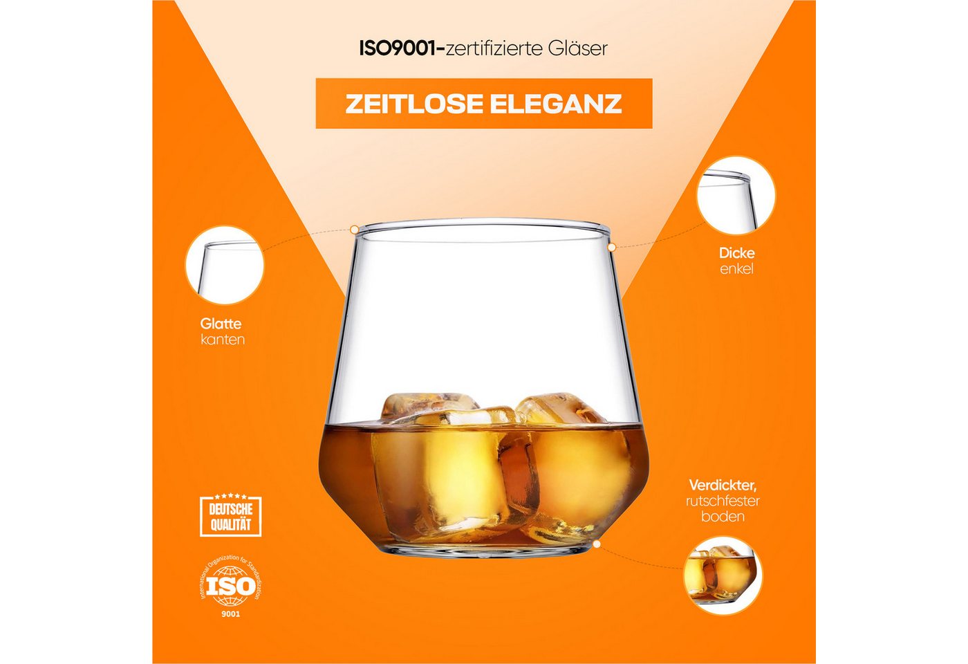 Pasabahce Gläser-Set Allegra Whiskeyglas, 6-tlg., Glas, ideal für Whisky, Rum & Digestifs, 345ml, 6er Set – Bild 5 von 5
