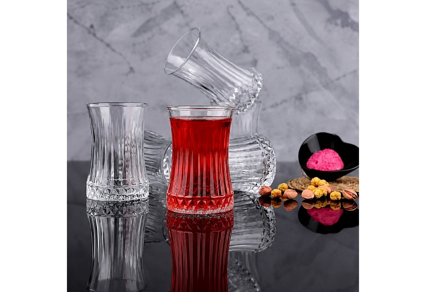 Pasabahce Gläser-Set Elysia Teegläser-Set, 6-tlg., Glas, 6er Set, 170 ml, optisches Design mit verstärktem Boden – Bild 2 von 5