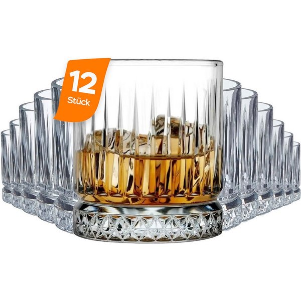 Pasabahce Gläser-Set Elysia Whiskeyglas, 6-tlg., Glas, 12er Set, 210ml, ideal für Whisky, Bourbon oder Cocktails
