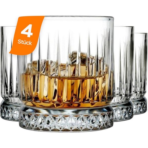 Pasabahce Gläser-Set Elysia Whiskeyglas, 4-tlg., Glas, 4er Set, 210ml, ideal für Whisky, Bourbon oder Cocktails