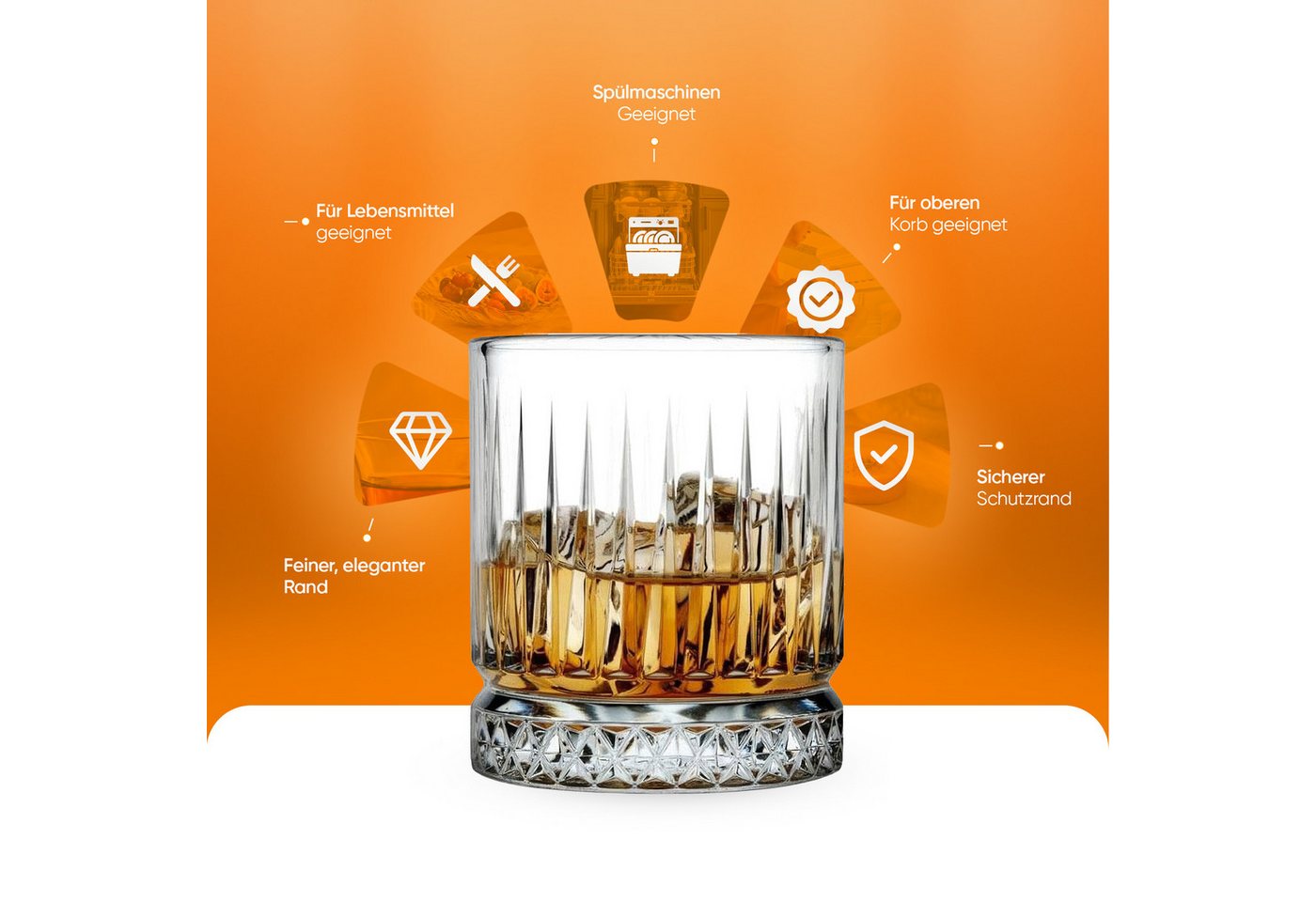 Pasabahce Gläser-Set Elysia Whiskeyglas, 4-tlg., Glas, 4er Set, 210ml, ideal für Whisky, Bourbon oder Cocktails – Bild 3 von 5
