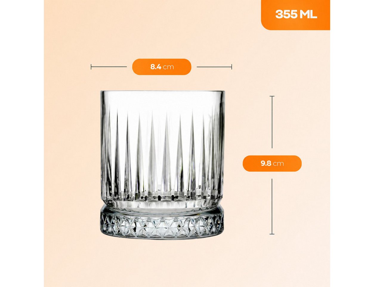 Pasabahce Gläser-Set Elysia Whiskeyglas, 4-tlg., Glas, perfekt für Whisky, Bourbon & mehr, 4er Set, 355ml – Bild 3 von 5