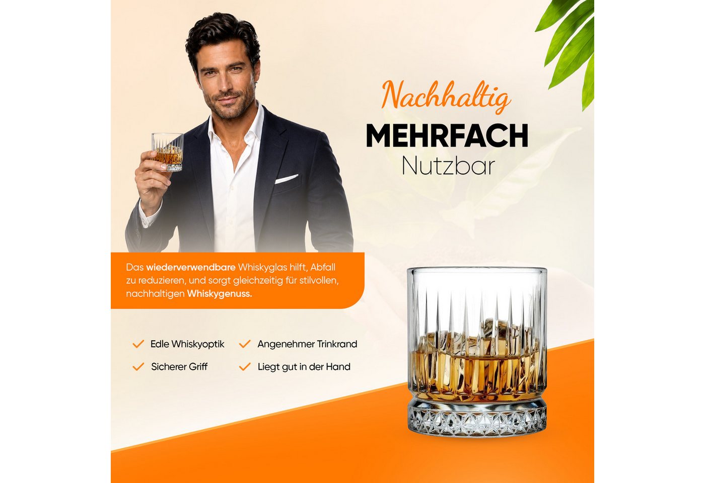 Pasabahce Gläser-Set Elysia Whiskeyglas, 4-tlg., Glas, perfekt für Whisky, Bourbon & mehr, 4er Set, 355ml – Bild 4 von 5