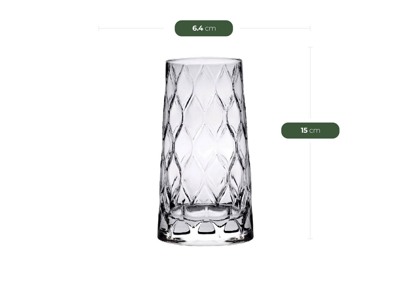 Pasabahce Gläser-Set Leafy Gläser Set – 4x Longdrinkgläser + 4x Whiskyglas, 4-tlg., Glas, 8-tlg. Set, zwei unterschiedliche Größen in einem Set – Bild 3 von 5