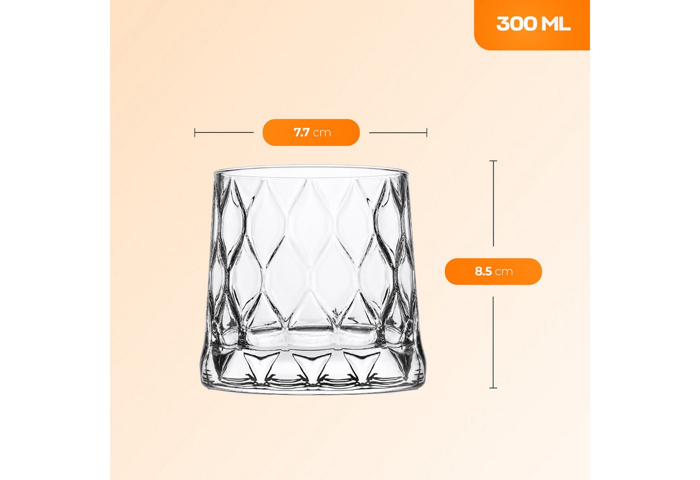Pasabahce Gläser-Set Leafy Whiskeyglas, 4-tlg., Glas, ideal für Whisky, Bourbon & Cocktails, 300ml, 4er Set – Bild 2 von 5
