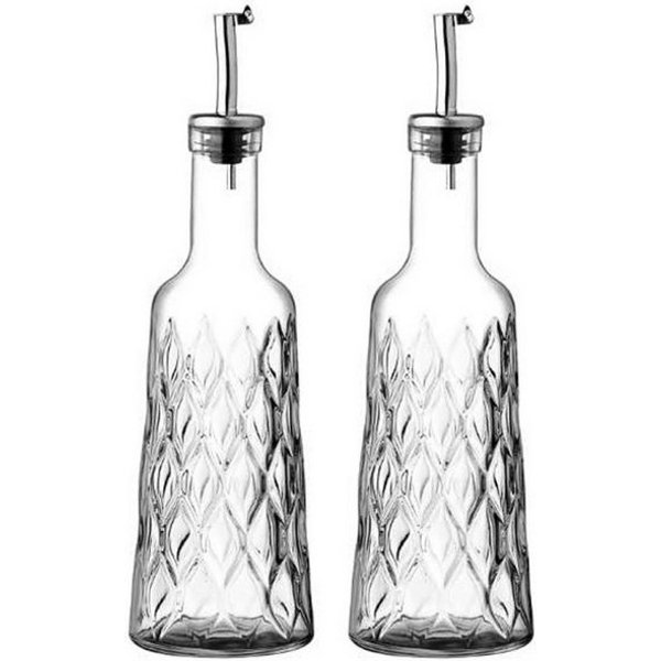 Pasabahce Menage-Set Leafy 2er Set Öl- & Essigflasche aus Glas 380 ml mit Ausgießer, (Packung, 2-tlg)